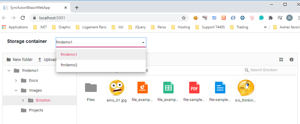 Multiple Blob storage file manager