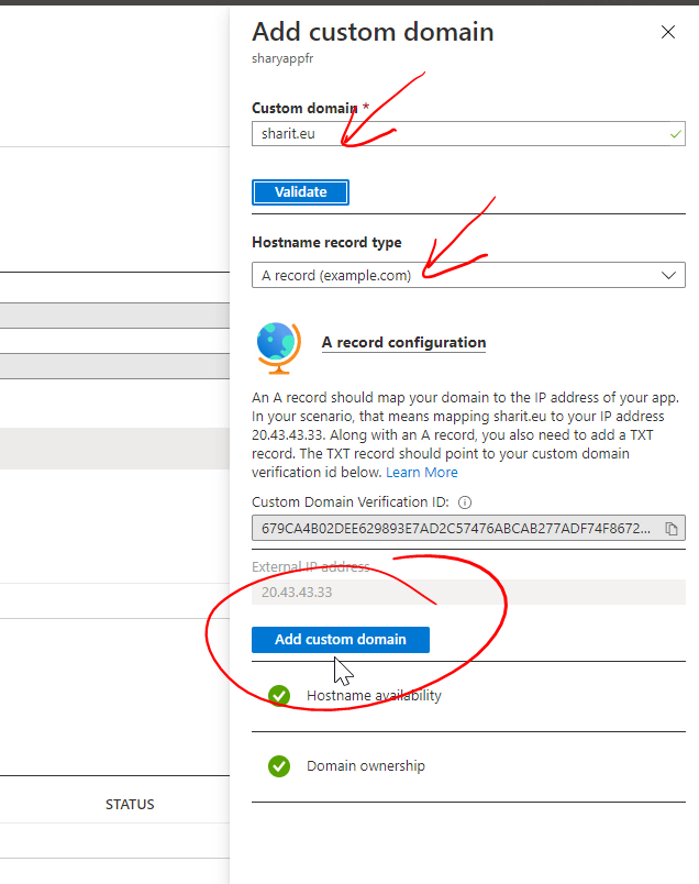 add custom domain Azure App Service