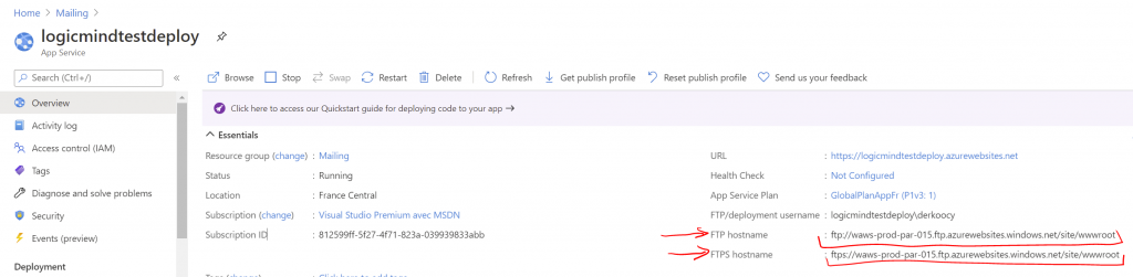déployer package dans Azure