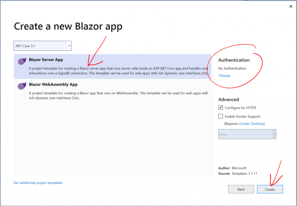 Création application Blazor