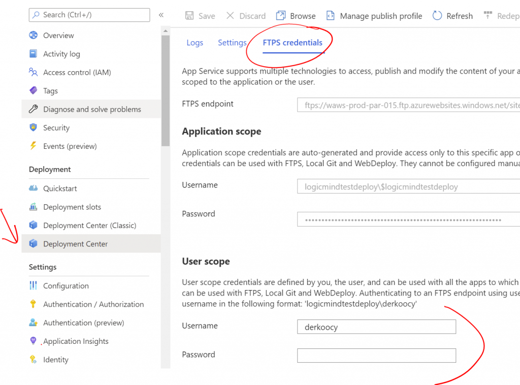 déployer Azure FTP