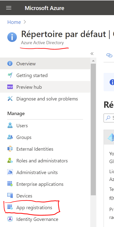 Inscrire application Azure AD