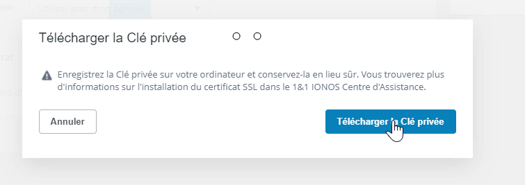 Télécharger clé privée certificat SSL