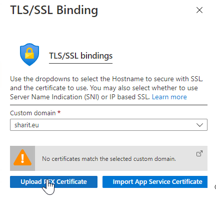 Add TLS SSL Binding Azure