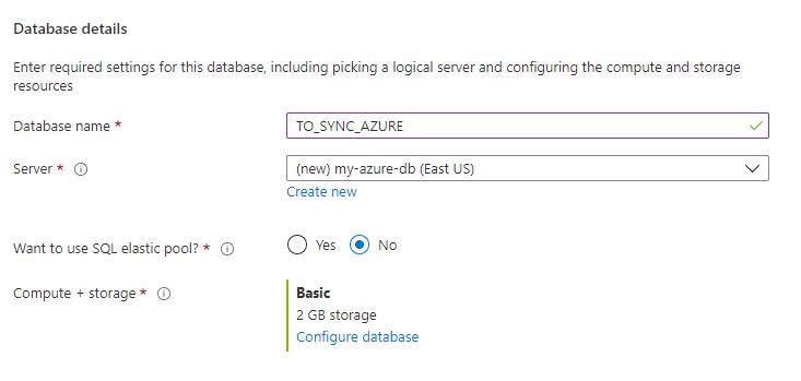 configure azure sql server