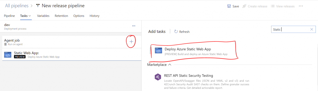 deploy static web app task